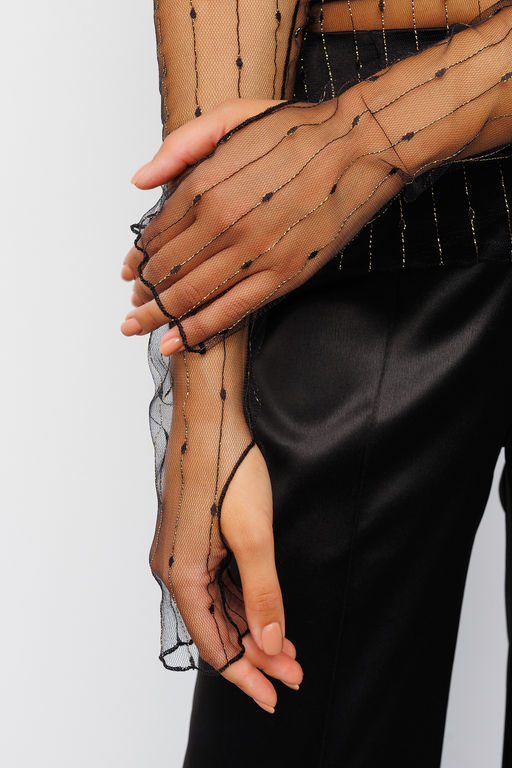 Лонгслив сетка с топом 366BLK