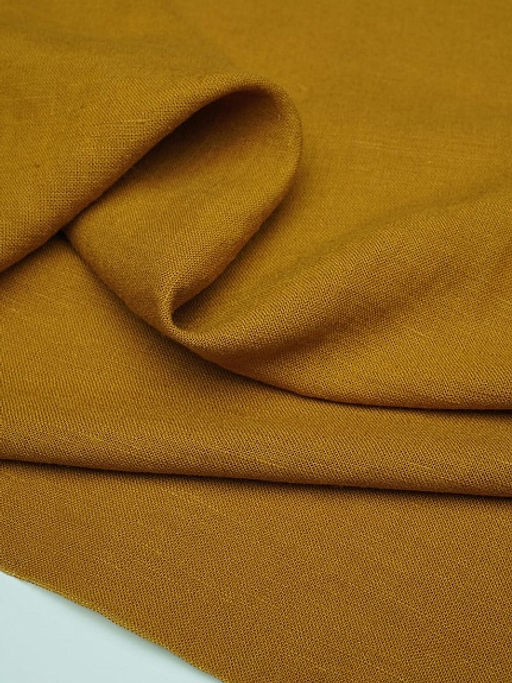 Лен с вискозой с эффектом мятости цв.Темная горчица, ш.1.4м, лен-53%, вискоза-47% - Купава фото 4