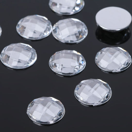 Цена за 2 шт. Стразы плоские клеевые (набор 10 шт.), 14 мм, цвет белый