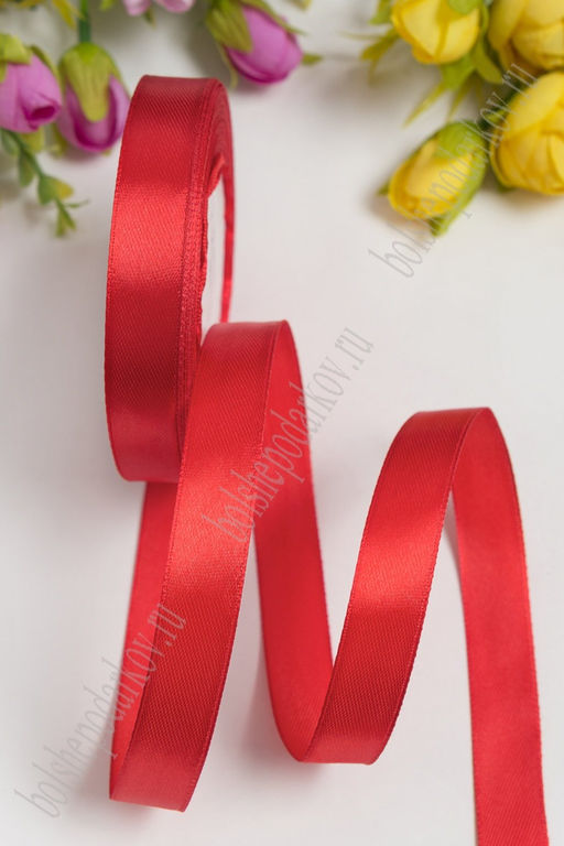 цена за 5 шт Лента атласная 1,5 см*25 ярд (SF-1359) красный №026