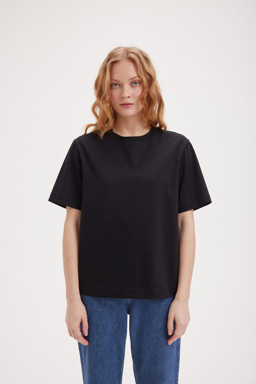 Футболка из мерсеризированного хлопка "Уголь" женская