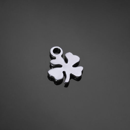 Цена за 2 шт. Подвеска Клевер 11?9 мм, набор 10 шт. серебристая