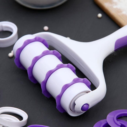 Валик для нарезки теста Доляна Лепота, 12,5?3?19 см, 4 насадки, цвет белый  фото 3