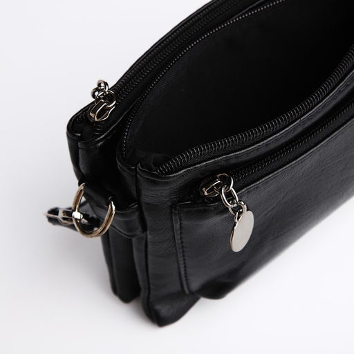 Сумка женская кросс-боди на молнии, 20.5×2×13 см, чёрная