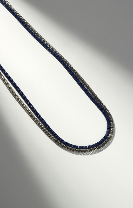 Бусы Трансформер 2 нити (несколько способов носки), цвет сине-серебряный, 118 см