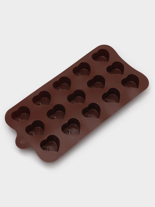 Форма для конфет и шоколада Доляна Сердцеедка, силикон, 21.5?11?1.5 см, 15 ячеек, коричневая