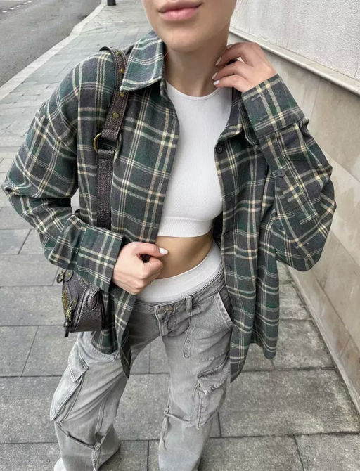 K13010 Рубашка OVER SIZE ТМ_ЗЕЛЕНЫЙ