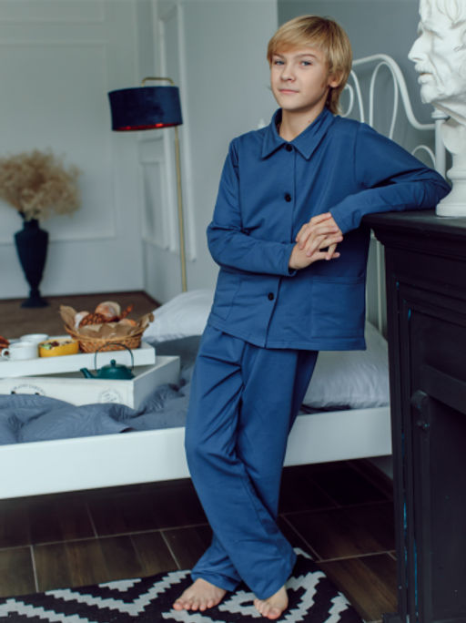 Пижама для мальчика подростка, синий - Lesi kids фото 17