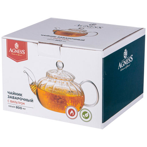 ЧАЙНИК ЗАВАРОЧНЫЙ AGNESS С ФИЛЬТРОМ ИЗ НЖС 800 МЛ  фото 2