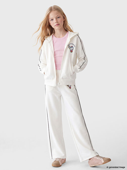 Hello Kitty Bask?l? K?z ?ocuk Fermuarl? Sweatshirt
