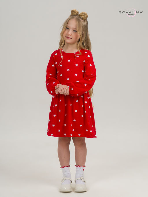 Платье Моана белые сердца на красном - Sovalina фото 3
