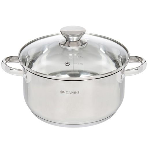 Кастрюля нерж ОПТИМА 5,4л со стекл р нерж/ручки индуция Daniks QS-S-24/GS-01201-24CA (332356)