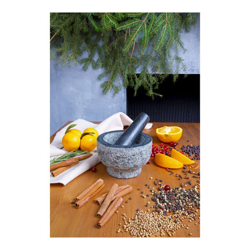 Ступка с пестиком из натурального камня Walmer Granite, 13 см, цвет серый  фото 11