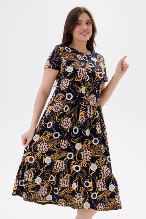 Платье женское из кулирки Кармелита 2 кофе на синем - Амадэль фото 4