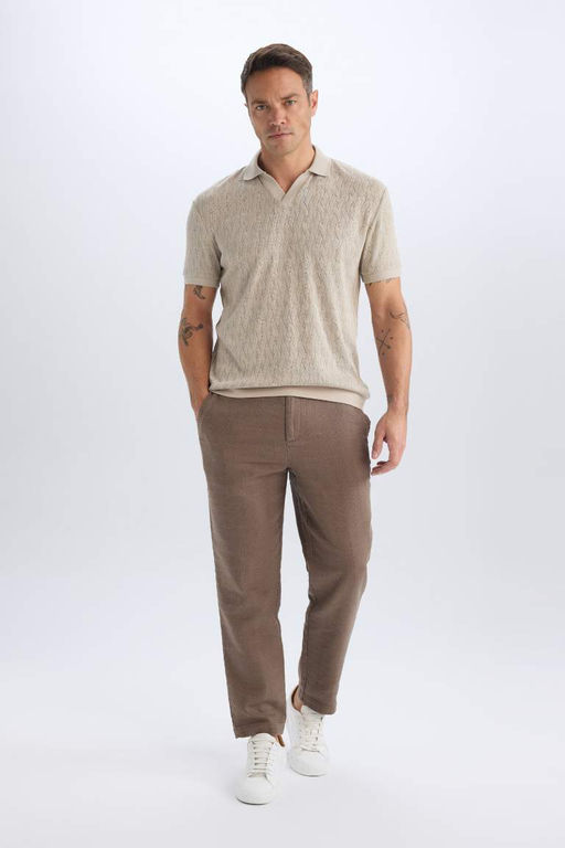 Regular Fit K?sa Kollu Orgu Gorunumlu Polo Tisort - Defacto фото 4