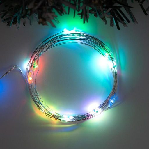 Гирлянда Нить 2 м роса, IP20, серебристая нить, 20 LED, свечение мульти (RGB), переливы, USB