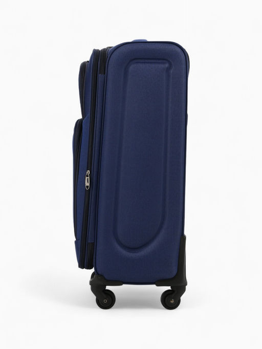 Чемодан на колёсах средний 72 л (M), на молнии, кодовый замок, 4 колеса, синий
