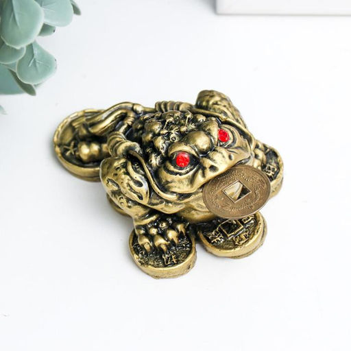 Нэцкэ фигурка «Жаба на монетах», под бронзу, 4×7×5.5 см