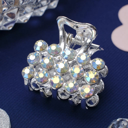 Цена за 6 шт. Крабик для волос «Классик», 2.5 см, серебро