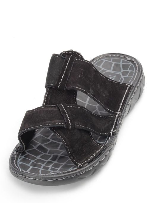 04-P2327-66 BLACK Тапочки мужские (натуральная кожа (нубук)) - Фабричный китай фото 4