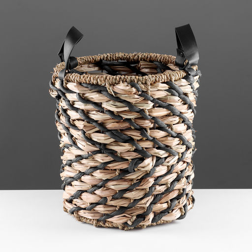 Плетёная корзина для хранения с ручками Суматра, 260260260 мм, натуральный, чёрный