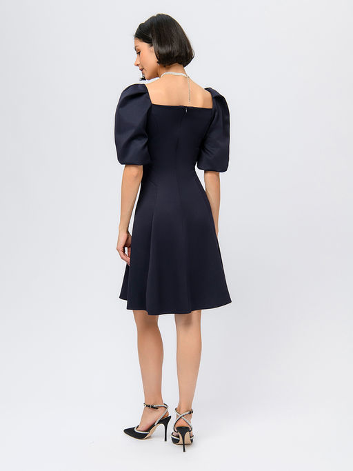Платье синего цвета длины мини с объемными рукавами - 1001dress фото 3