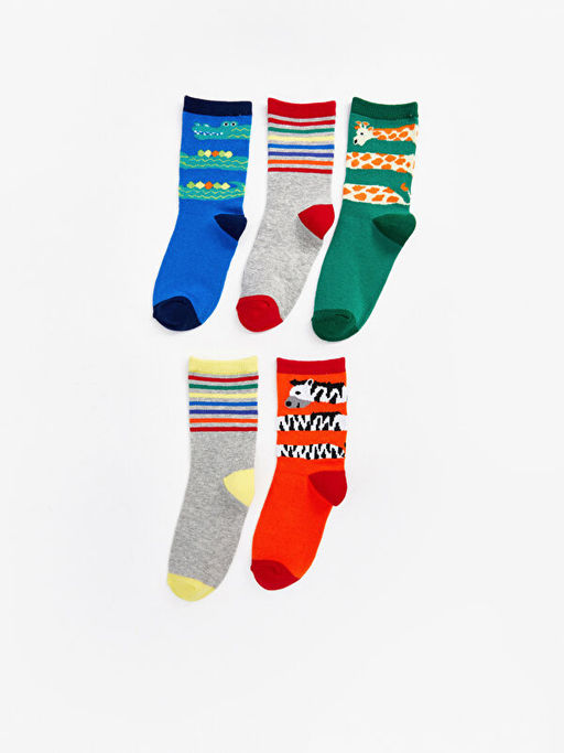 Desenli Erkek ?ocuk Soket ?orap 5li