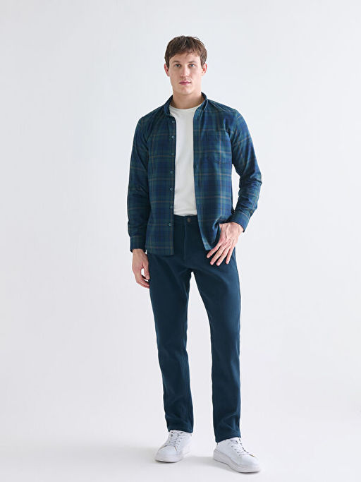 Regular Fit Uzun Kollu Ekose Gabardin Erkek G?mlek