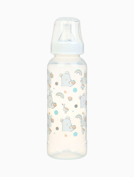 Бутылочка для кормления Крошка Я Basic «Медвежонок», классическое горло, от 3 мес., 250 мл., белый/бирюзовый