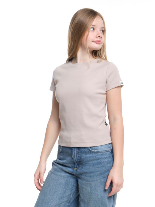 Футболка в рубчик 22-0210 бежевый