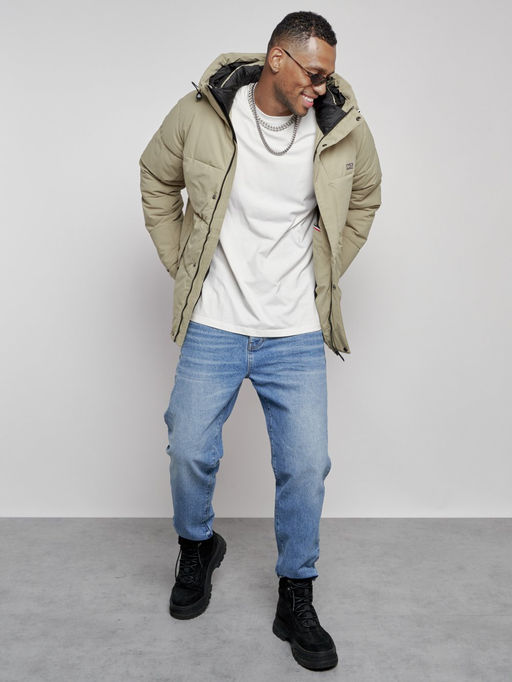 Куртка молодежная мужская зимняя с капюшоном светло-зеленого цвета 8356ZS - Wonderrman фото 16