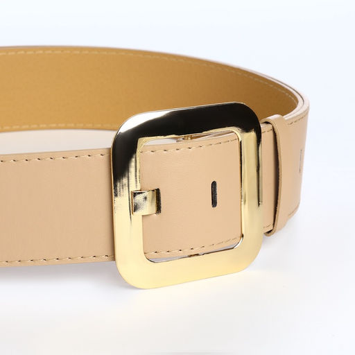 Ремень женский, 110×4.8 см, квадратная пряжка, золотистая, бежевый