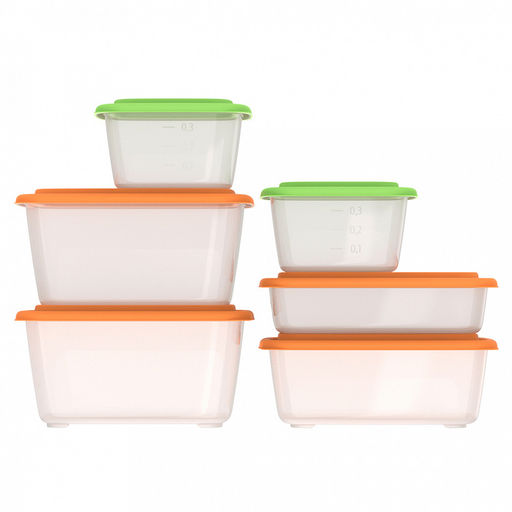 Контейнер для продуктов Гурман-4 набор 6шт: 0,45л 2шт, 0,8л, 1,1л, 1,5л 2шт, полипропилен, подходит для СВЧ и заморозки (Россия) - Домашняя мода фото 2