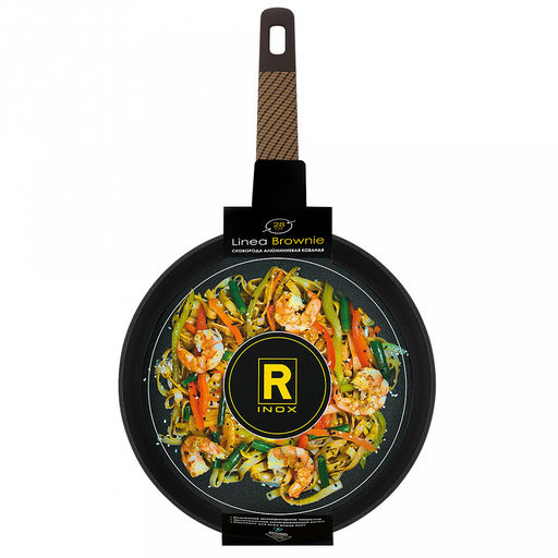 Сковорода с антипригарным покрытием Brownie д28см, h5,8см, s2,8мм, дно д3,5мм, индукционное дно д22см, алюминий, бакелитовая ручка с покрытием soft-touch, Regent (Китай) Подходит для всех видов плит, включая индукционную. - Домашняя мода фото 6