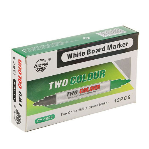 Цена за 12 шт. Маркер для доски, узел 2.5 мм, ширина линии 2.5 мм, двусторонний, водный, МИКС