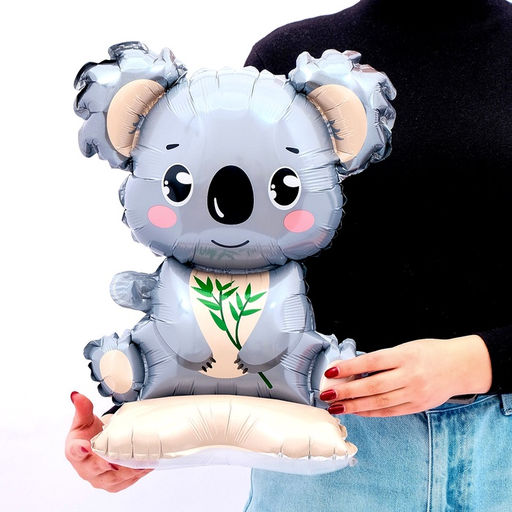 Цена за 2 шт. Воздушный шар фольгированный 23" «Коала», на подставке, под воздух