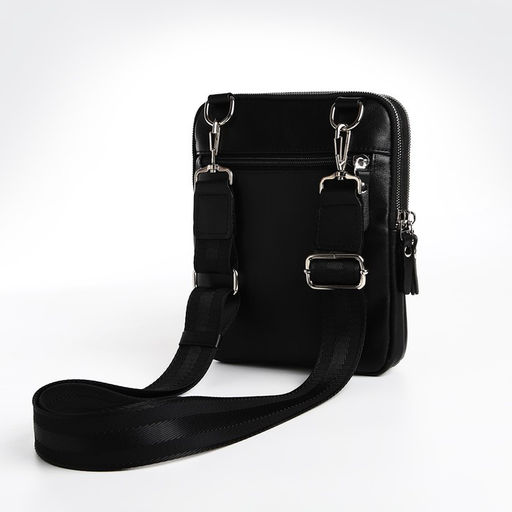 Сумка мужская TEXTURA через плечо, натуральная кожа, цвет чёрный  фото 2