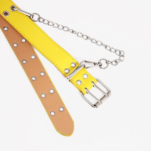 Ремень детский, ширина 3 см, пряжка металл, люверсы, цвет жёлтый - Simaland фото 2