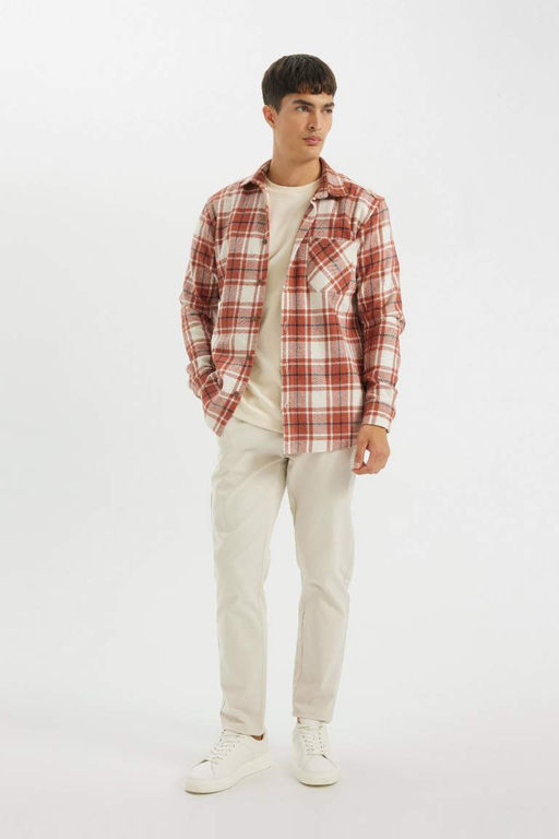 Рубашка стандартного кроя с воротником-поло и длинными рукавами - Defacto фото 2