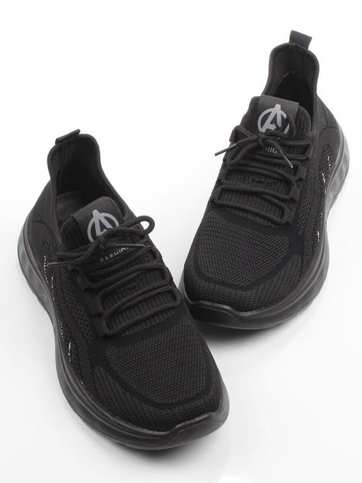 03-TEX-D01-05 BLACK Кроссовки летние мужские (текстиль)