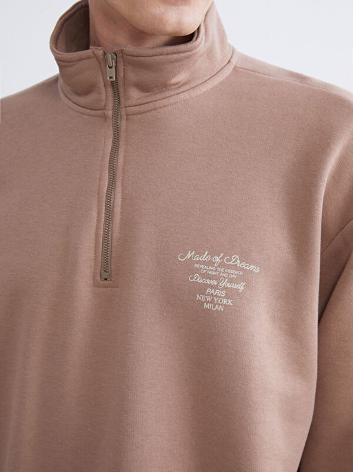 Fermuarl? Dik Yaka Erkek Sweatshirt