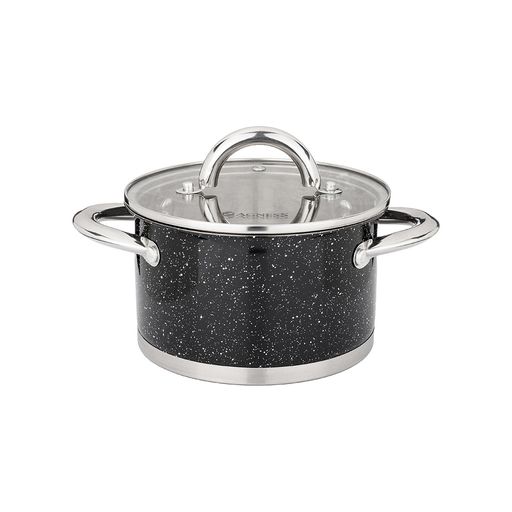 КАСТРЮЛЯ AGNESS СО СТЕКЛЯННОЙ КРЫШКОЙ, НЕРЖ.СТАЛЬ, СЕРИЯ BLACK MARBLE 1,8Л 16Х9,5СМ  фото 2