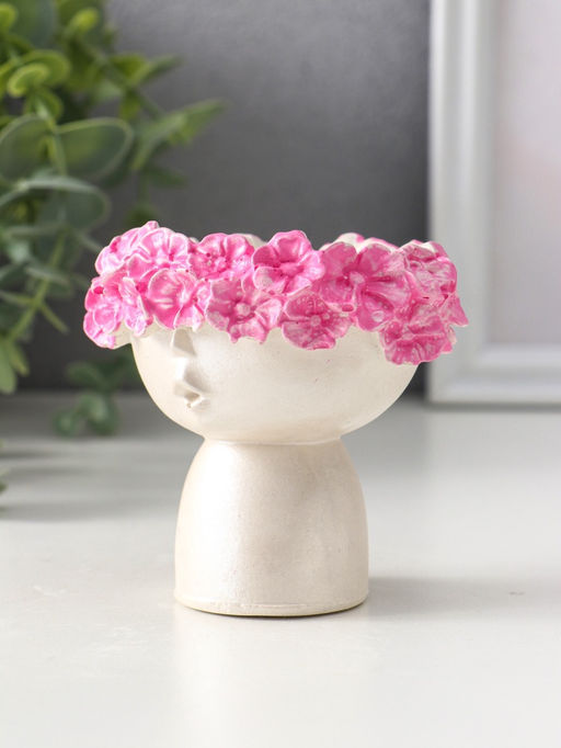 Подсвечник на 1 свечу Девочка в венке малая, 7.5?9?8 см, перламутр - Хорошие сувениры фото 4