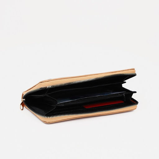 Кошелёк на молнии, большой, 4 отделения, бежевый