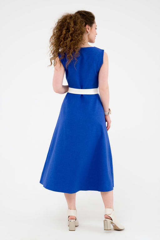 Платье с поясом василек