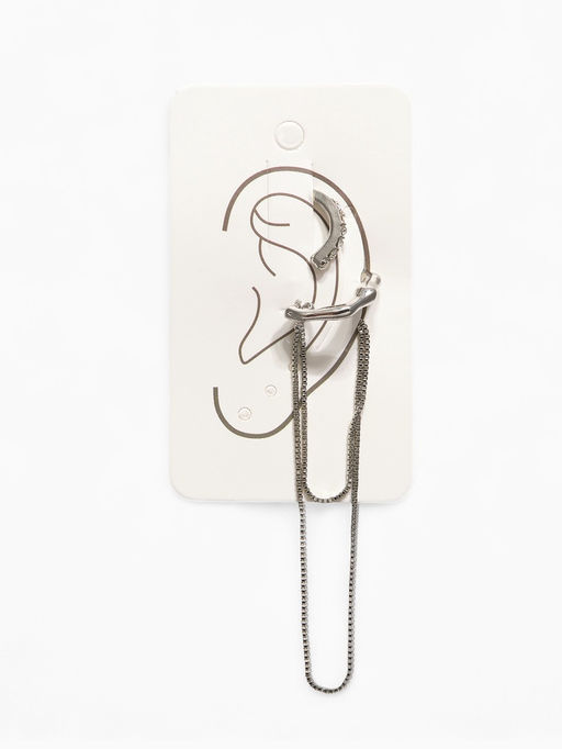 Серьги каффы Водопад набор 2 шт. стразы, цвет серебро