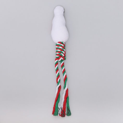 Игрушка пищащая, мягкая для собак Снеговик с канатом, 32 см - Пижон фото 5