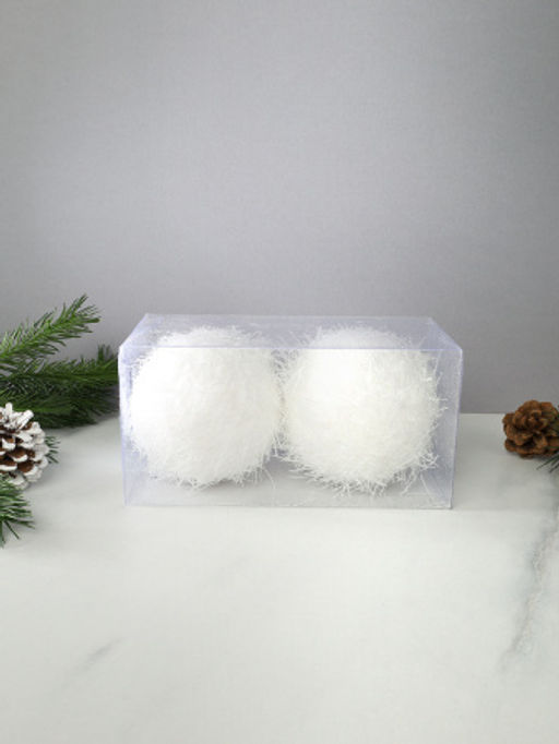 Новогоднее украшение Шары 2 штуки 9,5 см / WF-186 /уп 108/белые - ГалеонТрейд фото 3