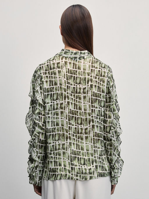 Шифоновая блузка с принтом с воланами / Zarina  фото 5