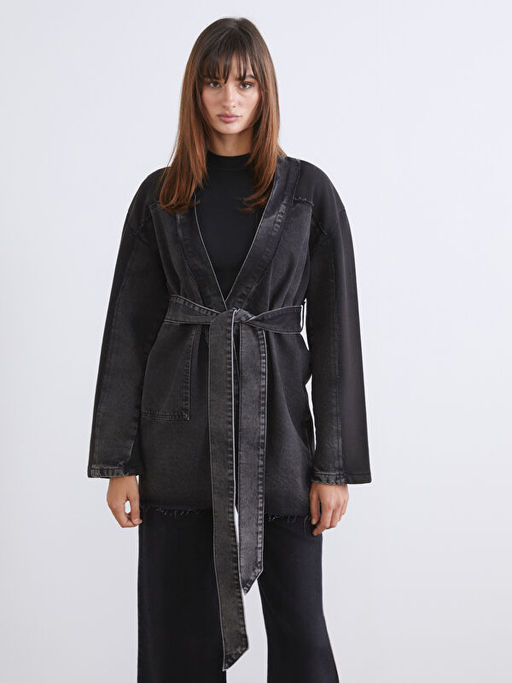 ?al Yaka Oversize Kad?n Jean Ceket